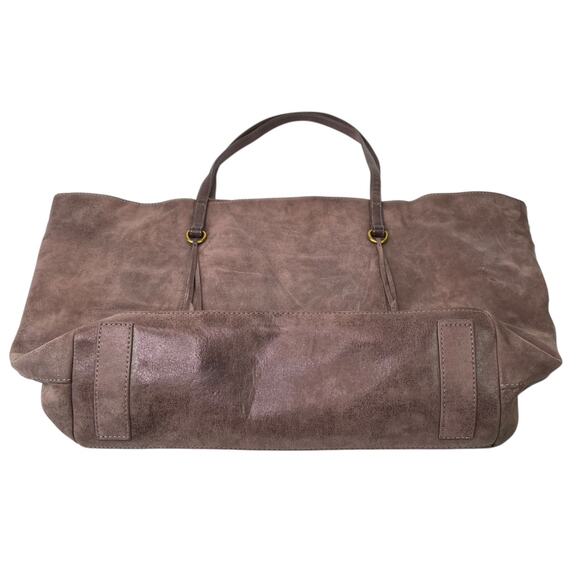 Hobo Kingston Shiny Sheen Brown Leather Tote Bag Purse Large Tassels - Picture 9 of 16